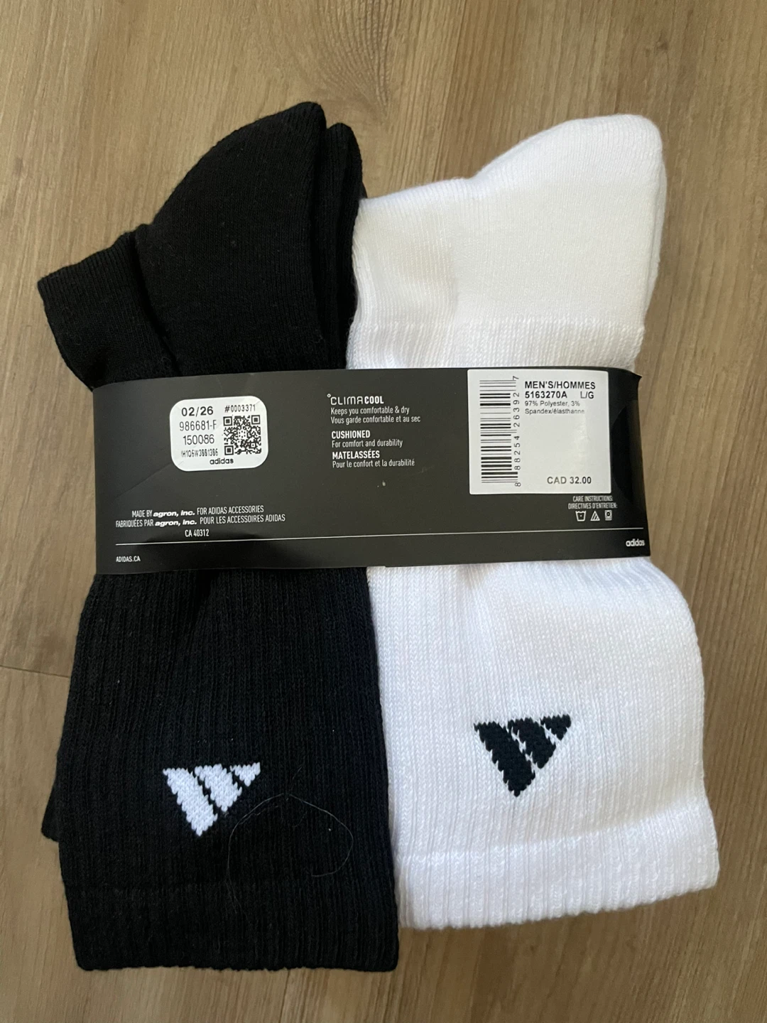 Adidas Men's ClimaCool Socks (L/G) - Black & White