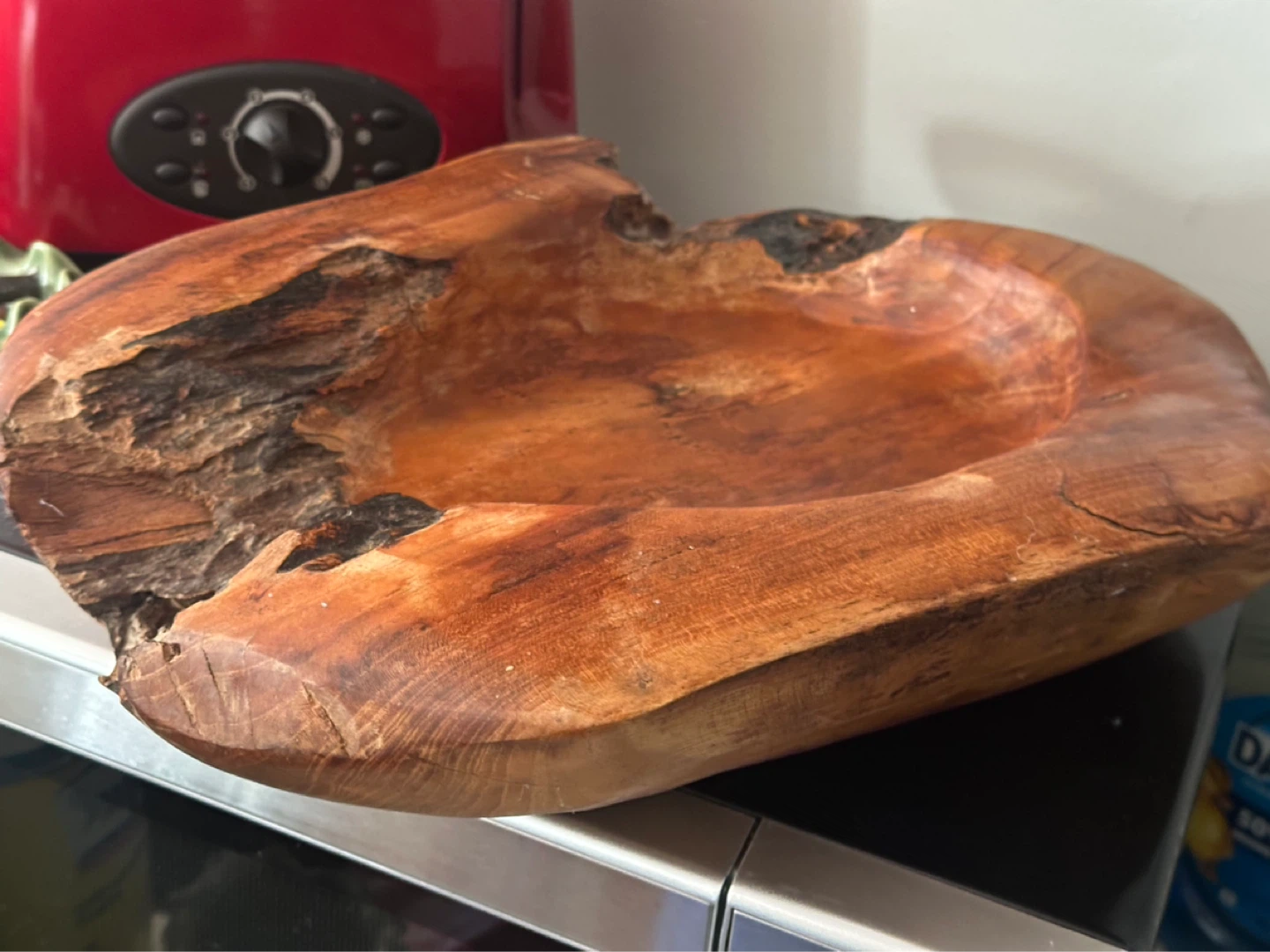 Large wooden fruit bowl heavy - photo 3