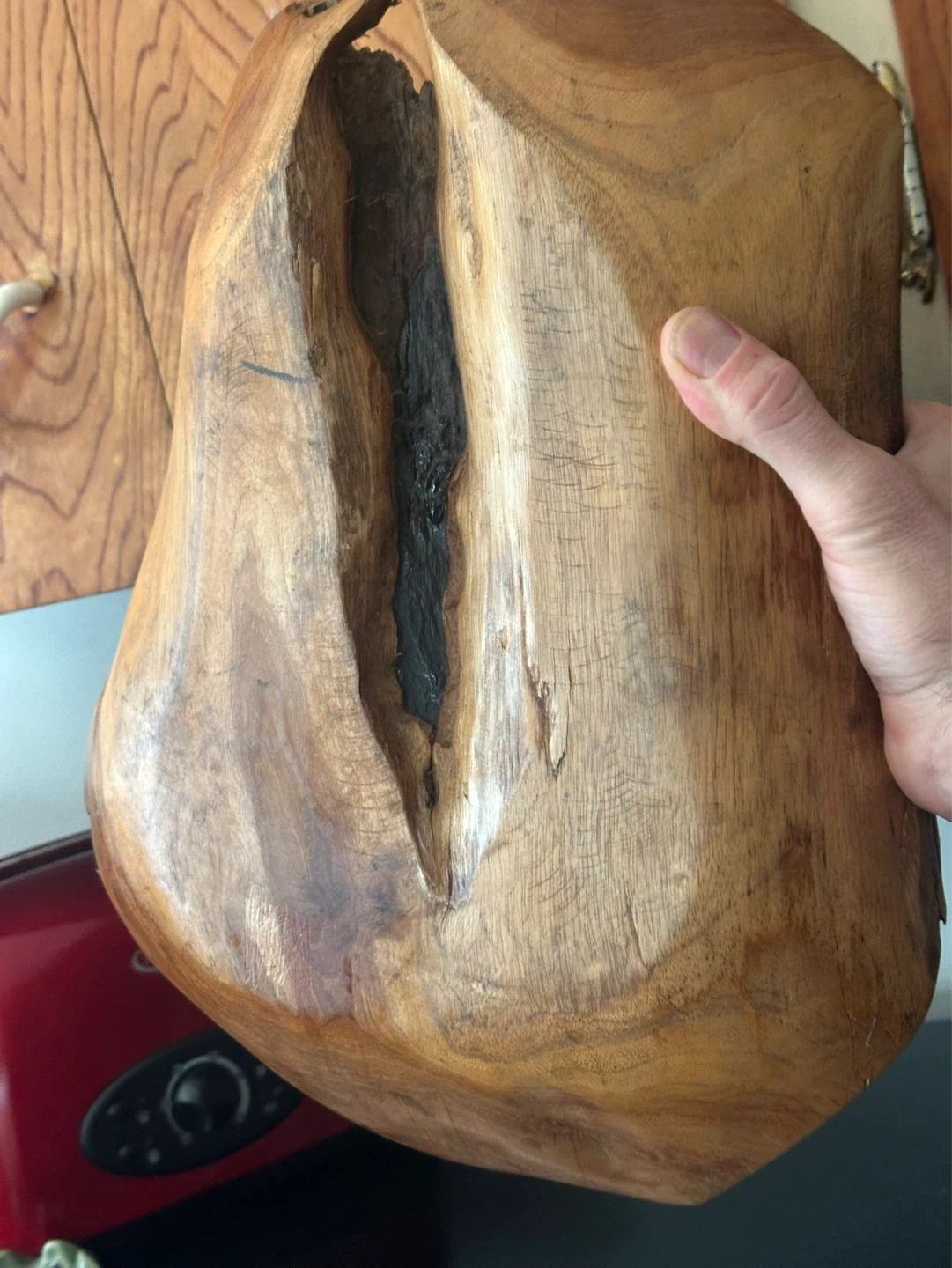 Large wooden fruit bowl heavy - photo 4