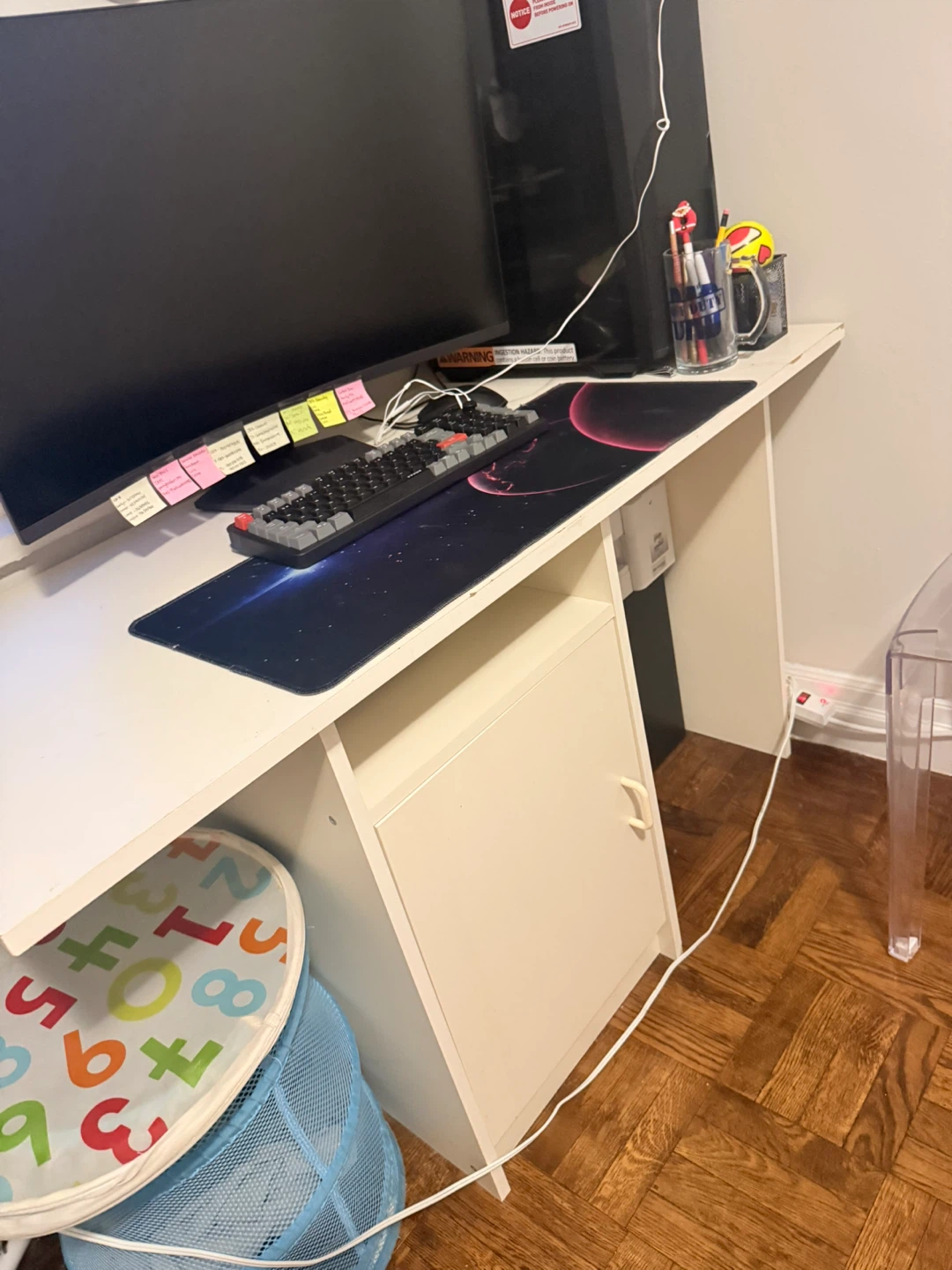 White Computer Desk with Storage