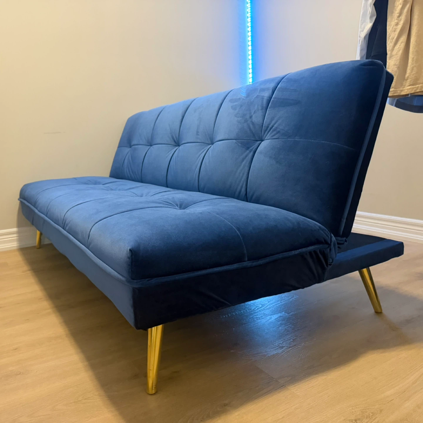 Structube Blue Adjustable Futon Sofa Bed – Convertible Couch