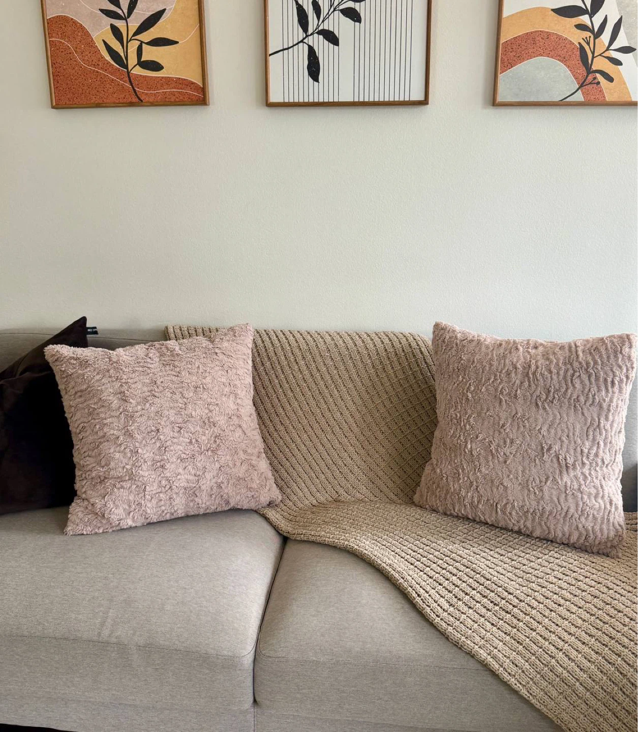 Pink Faux Fur Throw Pillow