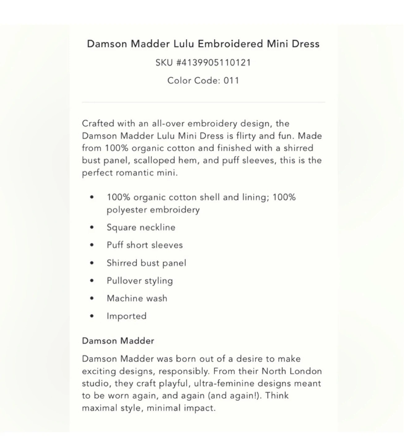 Damson Madder Embroidered Mini Dress ⚽ - photo 5