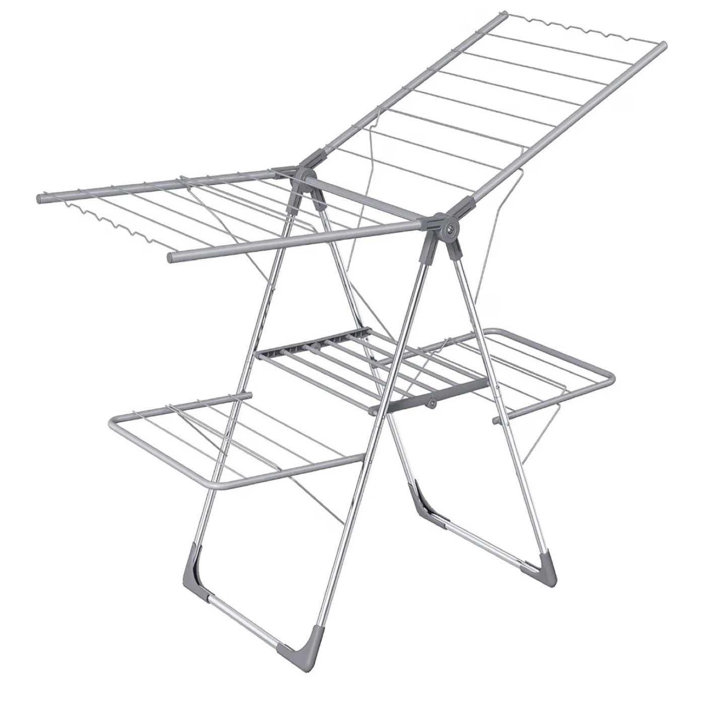 Foldable 2-Level Laundry Clothes Drying Rack (Gray)