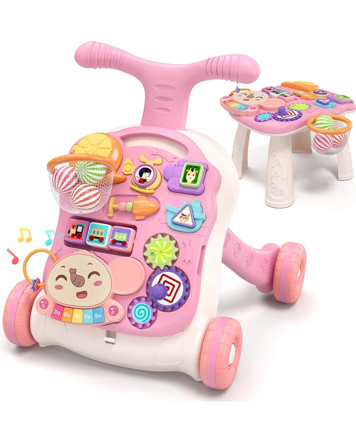 Pink Baby Walker with Activity Center