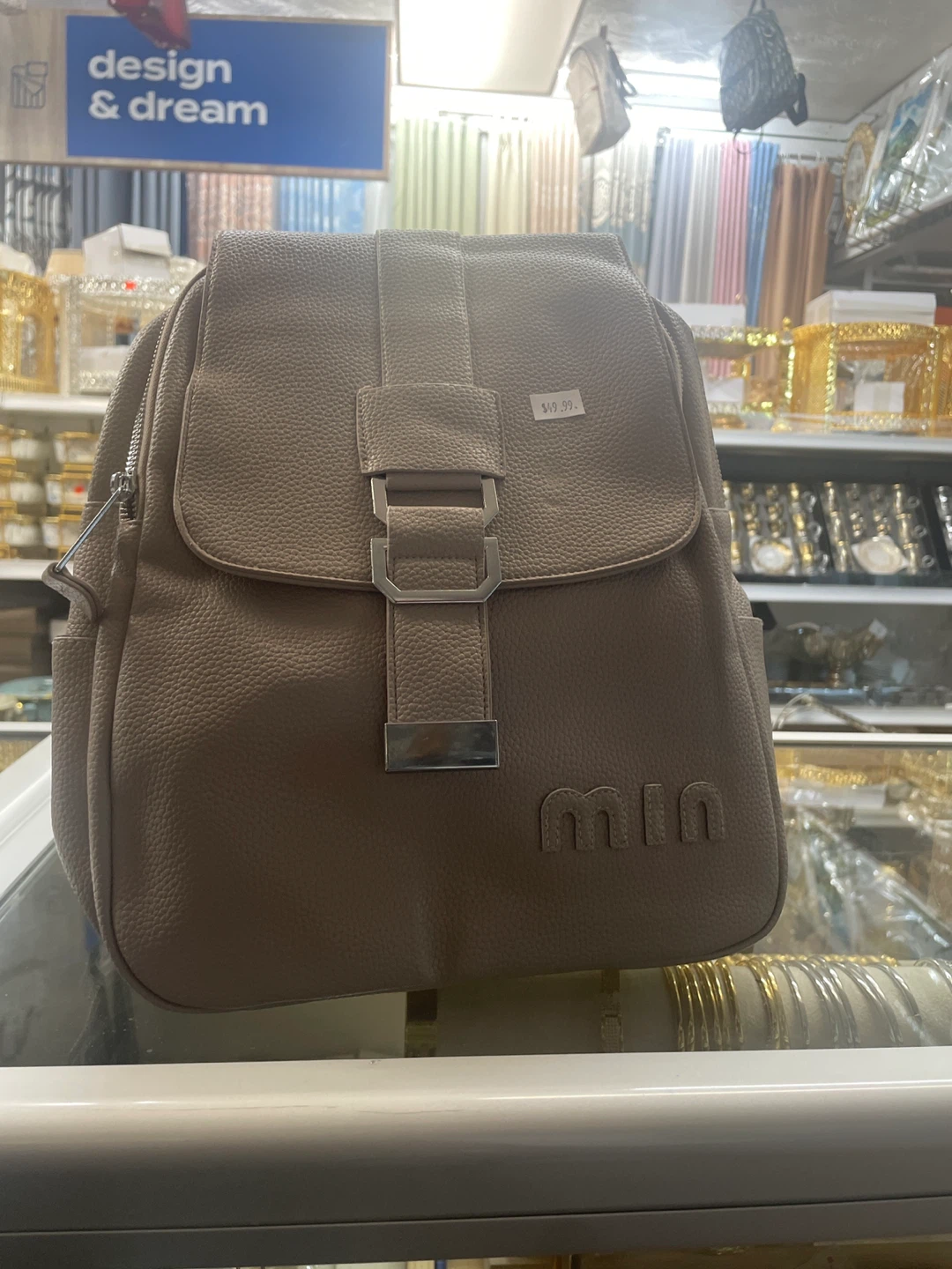 MIA Faux Leather Backpack Taupe