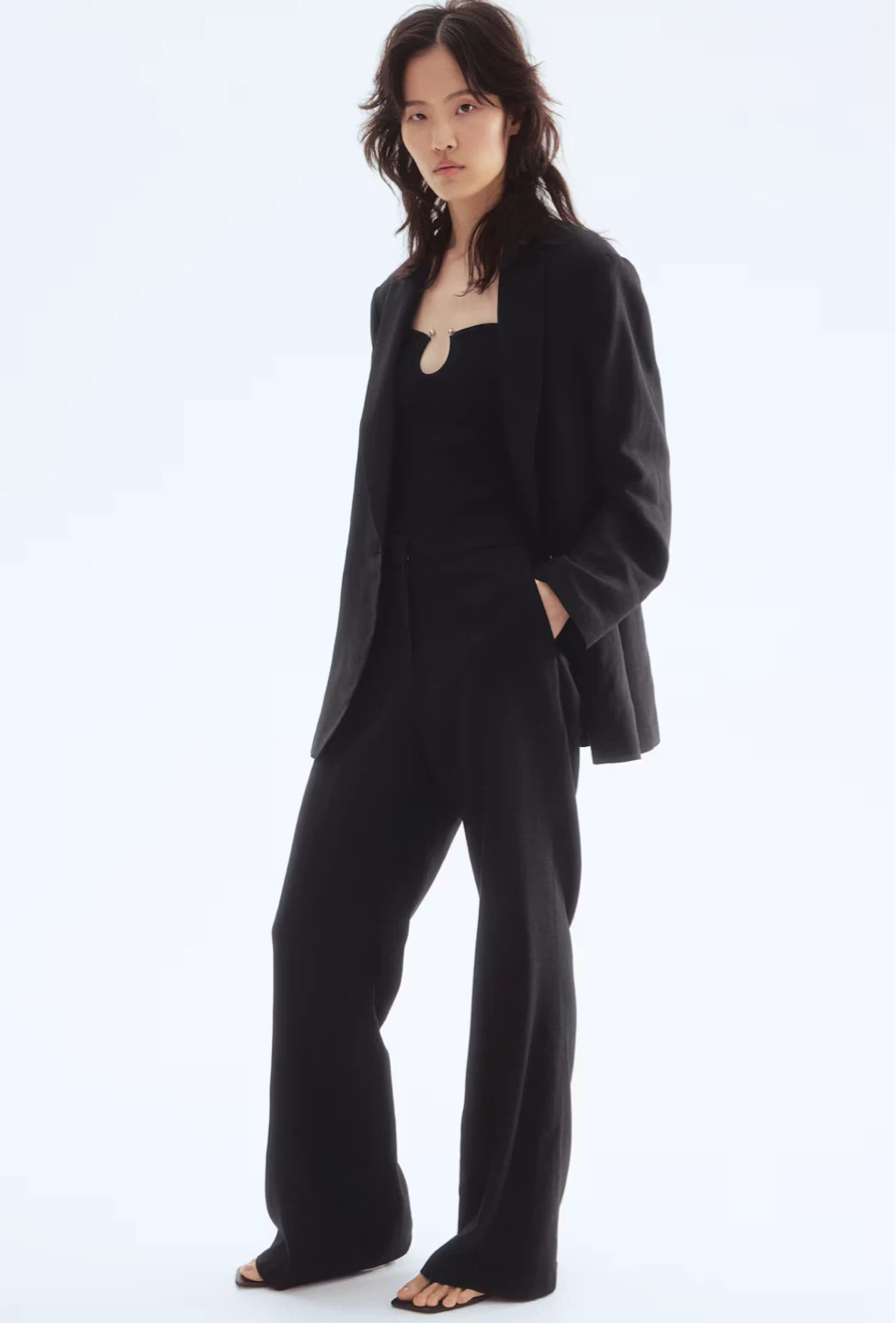 Black linen pants new in size M H&M