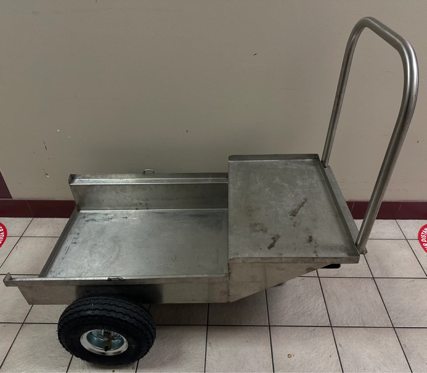 Stainless Steel Utility Cart with Pneumatic Tires