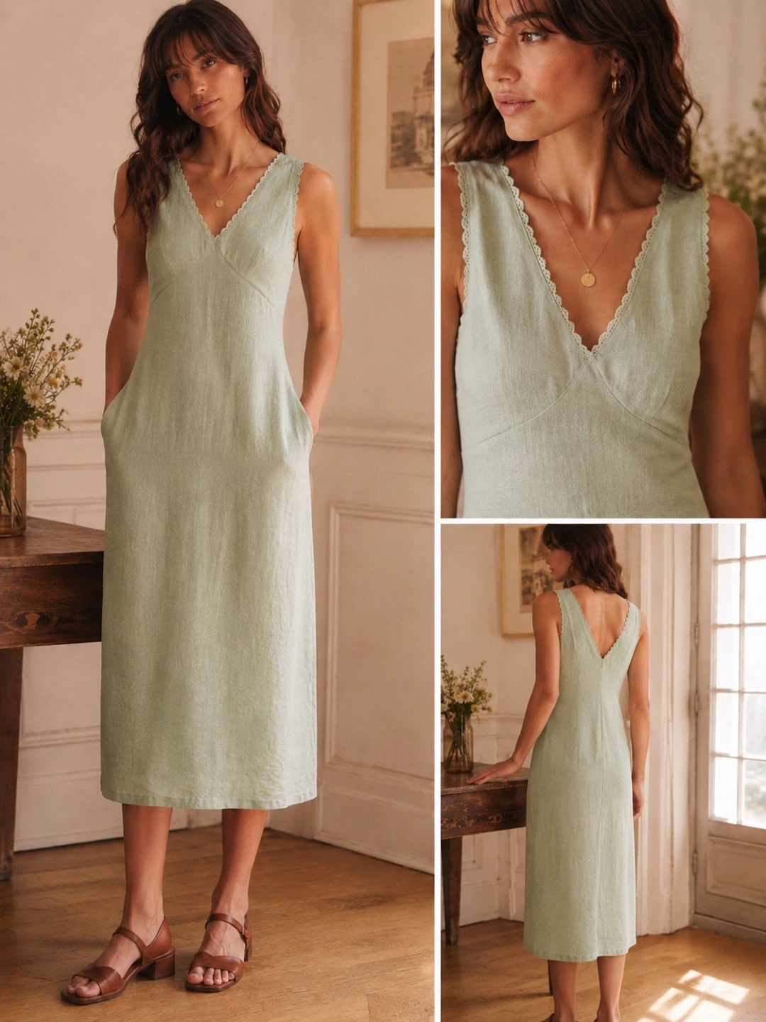 Laura Ashley Linen Blend Midi Dress ⚽ - photo 3