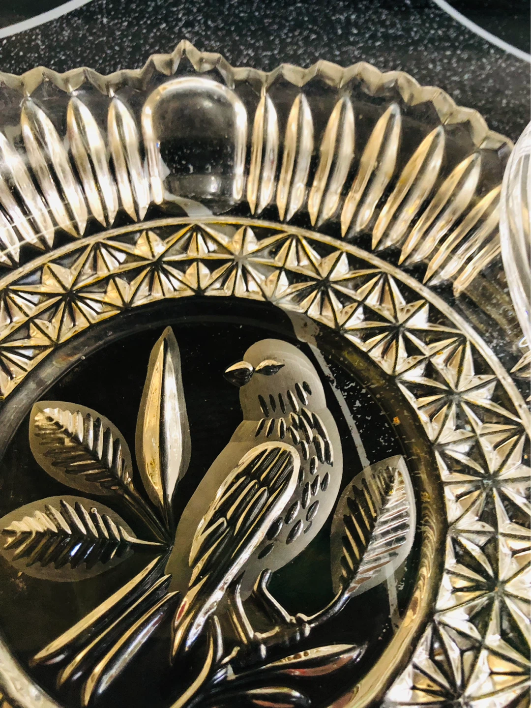 Crystal butter/ cheese Dish with Bird Design - photo 3