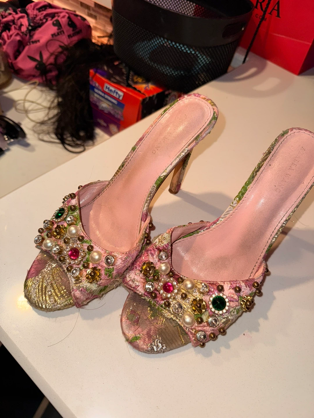 Vera Wang Embellished Floral Heels - photo 2