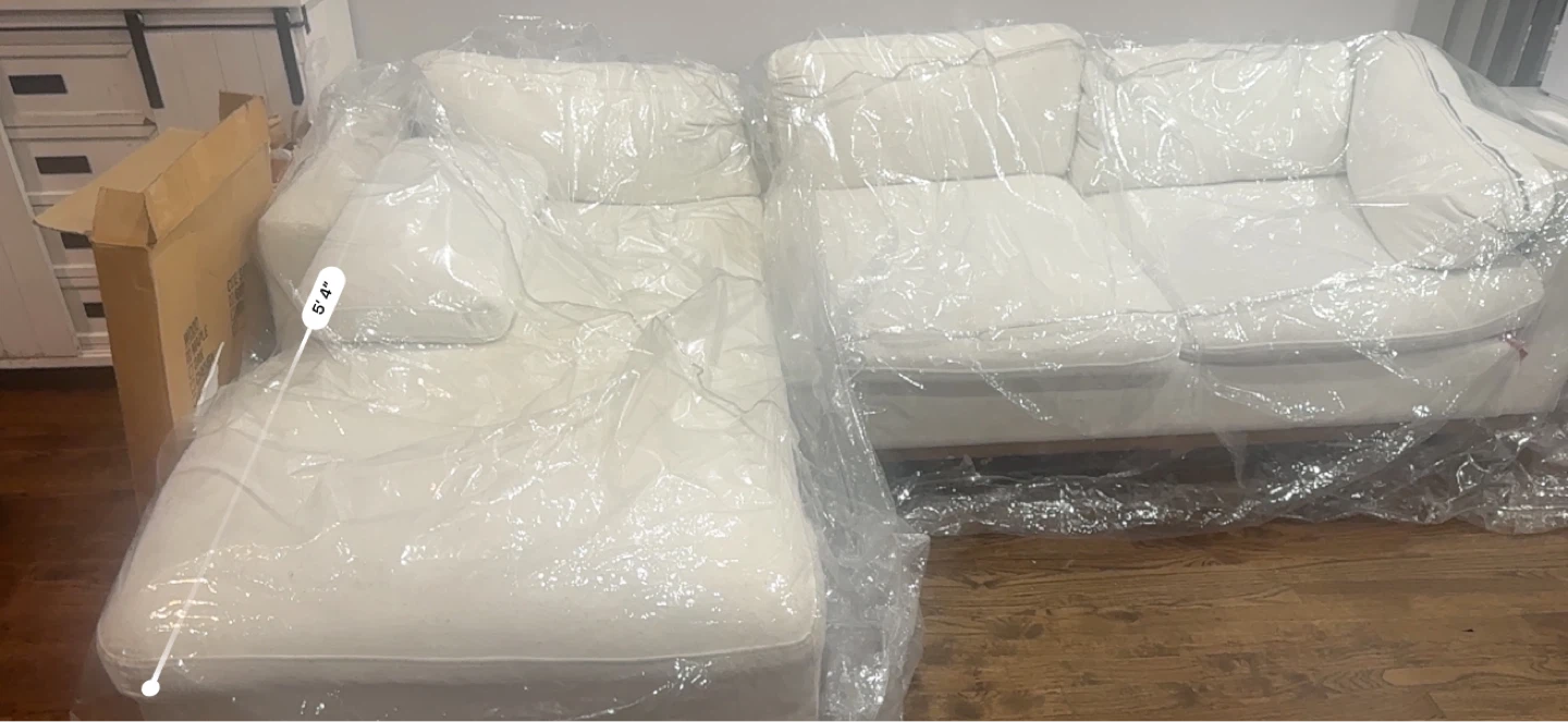 Abbyson Sectional Sofa - White - photo 2