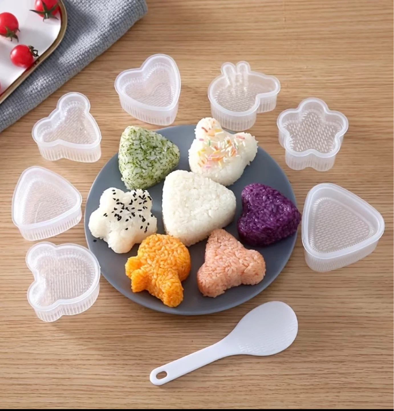 7 Rice Ball Molds + Sushi Mold + Sushi Mat - photo 2
