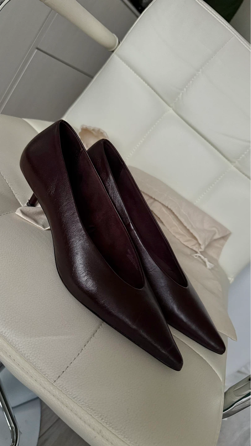 ZARA genuine leather kitten heels chocolate brown size 38 - photo 5