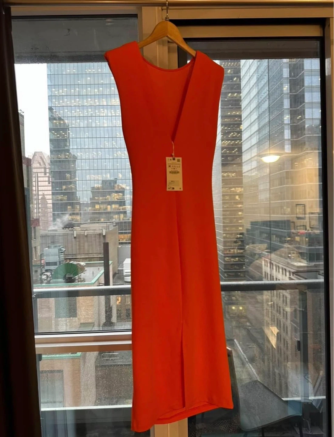 Orange Shoulder Pad Midi Dress - Size M NEW WITH TAGS - photo 2