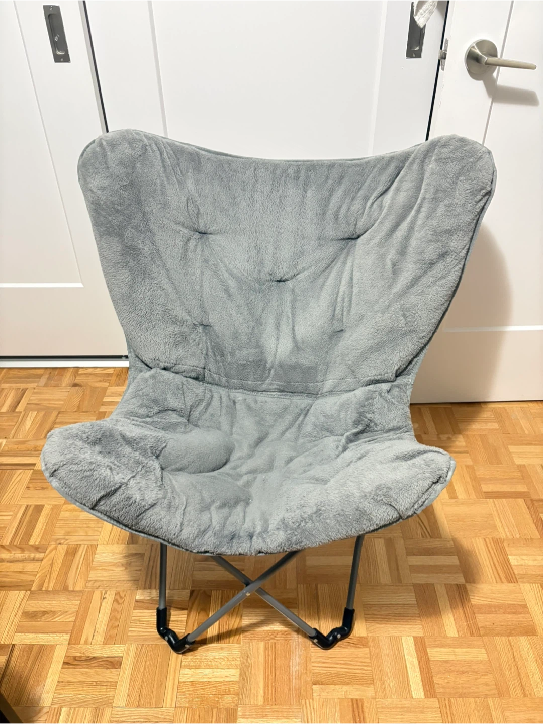 Grey Plush Butterfly Chair
