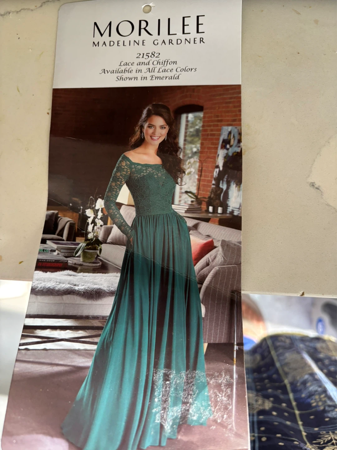 Morilee Madeline Gardner Emerald Lace ⚽ Chiffon Gown