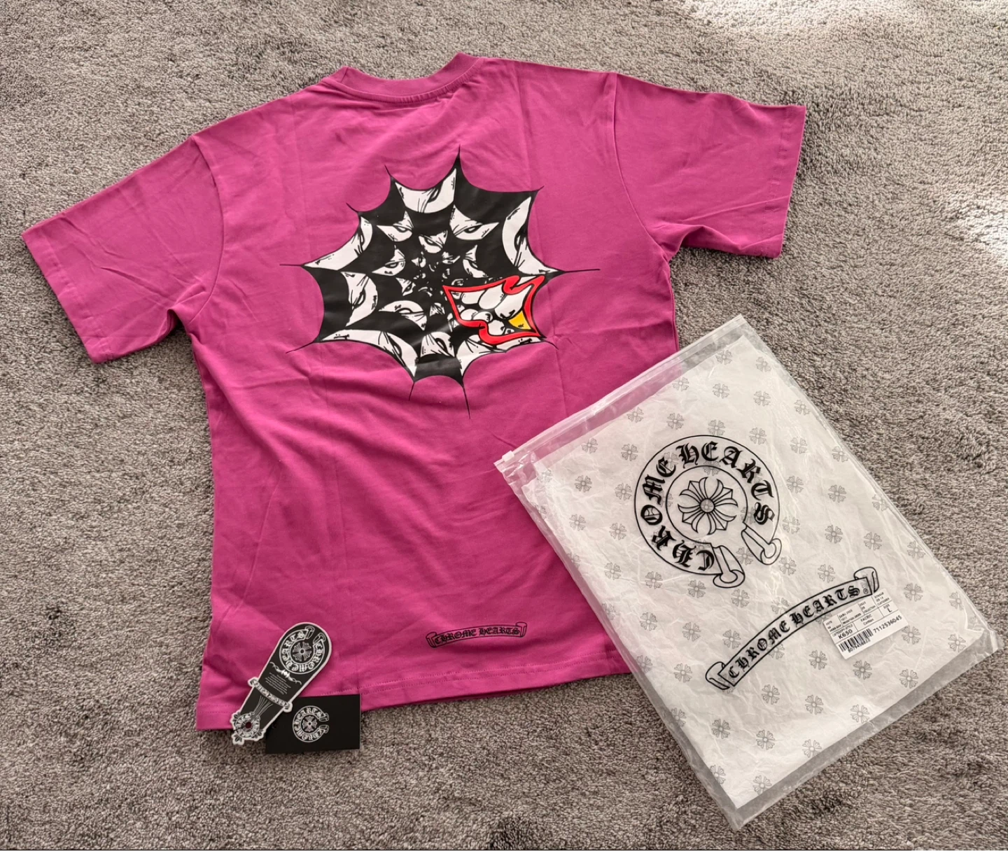 Chrome Hearts Pink Spider Web Tee