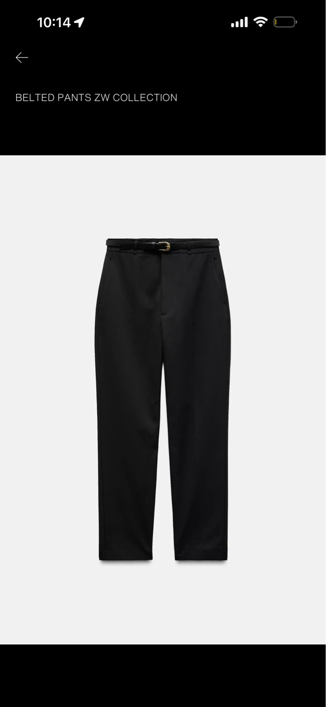 ZARA Belted Pants ZW Collection Black Size S NEW WITH Tags