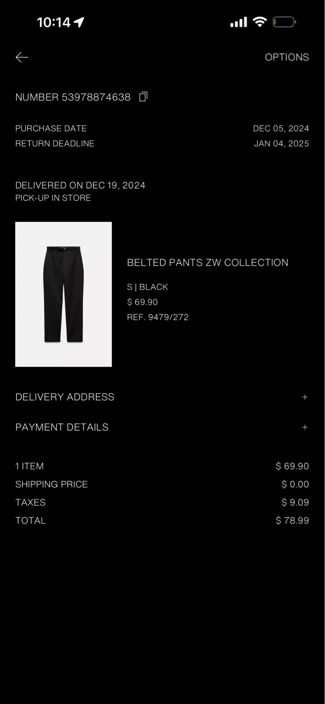ZARA Belted Pants ZW Collection Black Size S NEW WITH Tags - photo 2