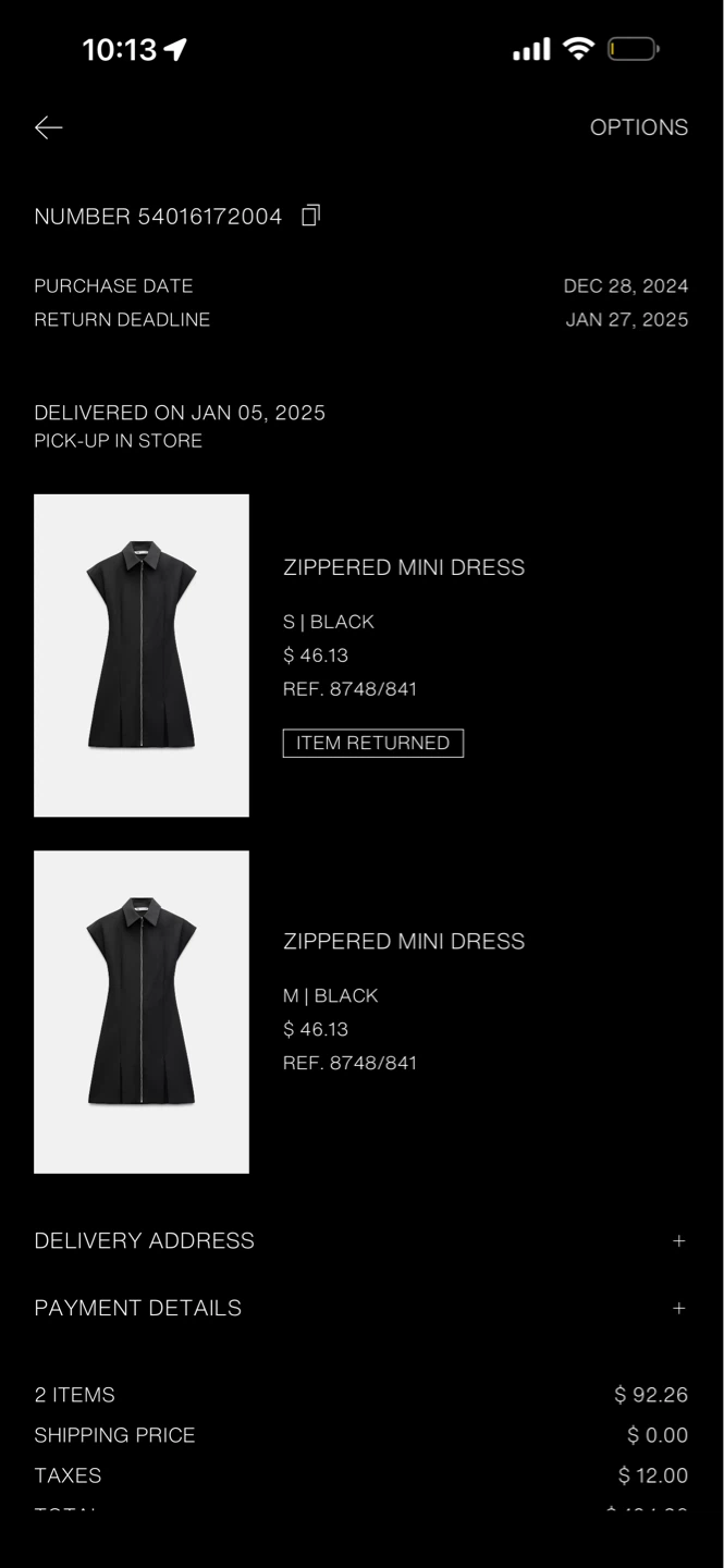 Zara Black Zippered Mini Dress - Size S NEW WITH TAGS - photo 2