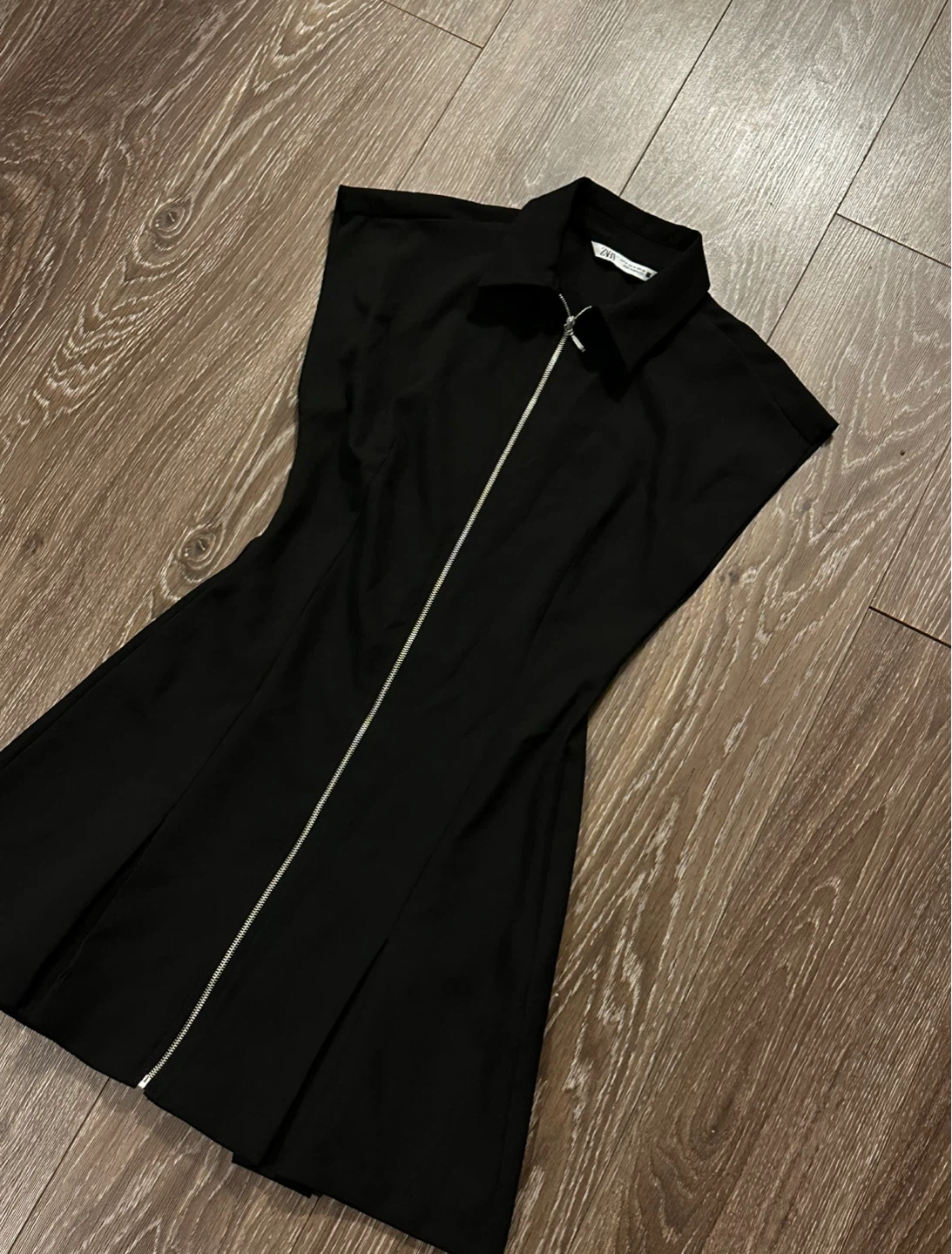 Zara Black Zippered Mini Dress - Size S NEW WITH TAGS - photo 3