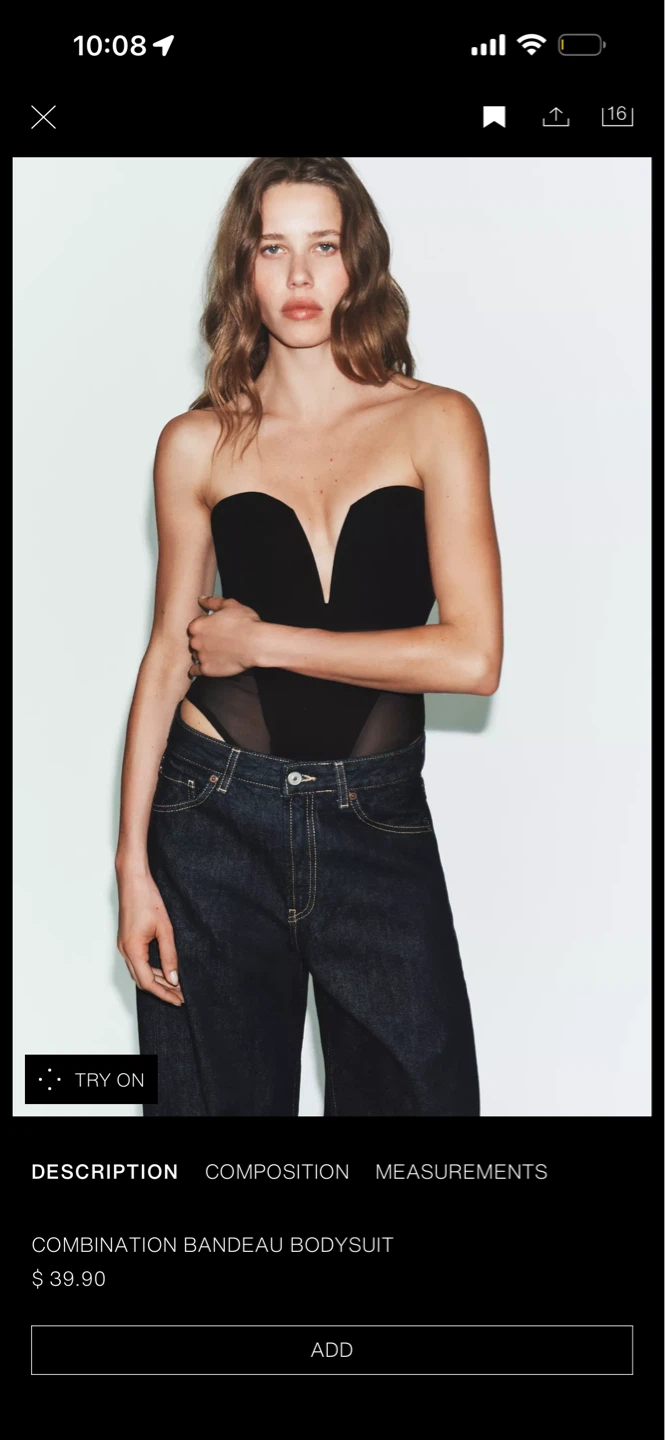 Combination Bandeau Bodysuit L New with Tags Zara