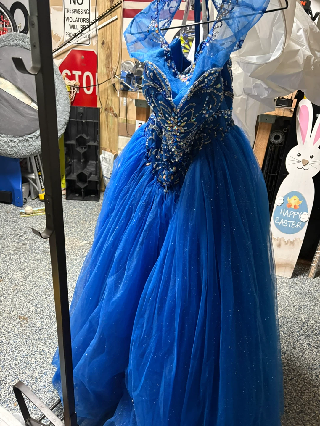 Blue Formal Gown with Rhinestone Embellishments