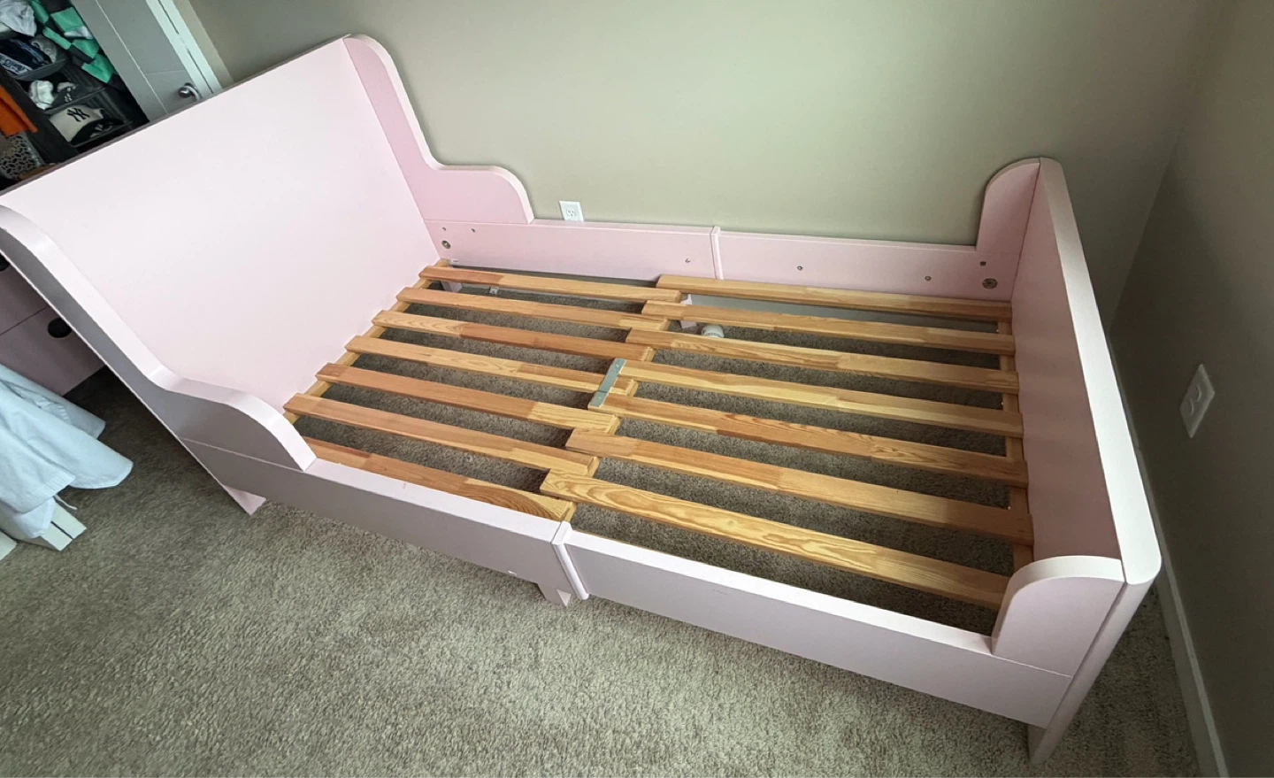 IKEA children’s bed and dresser set for sale.