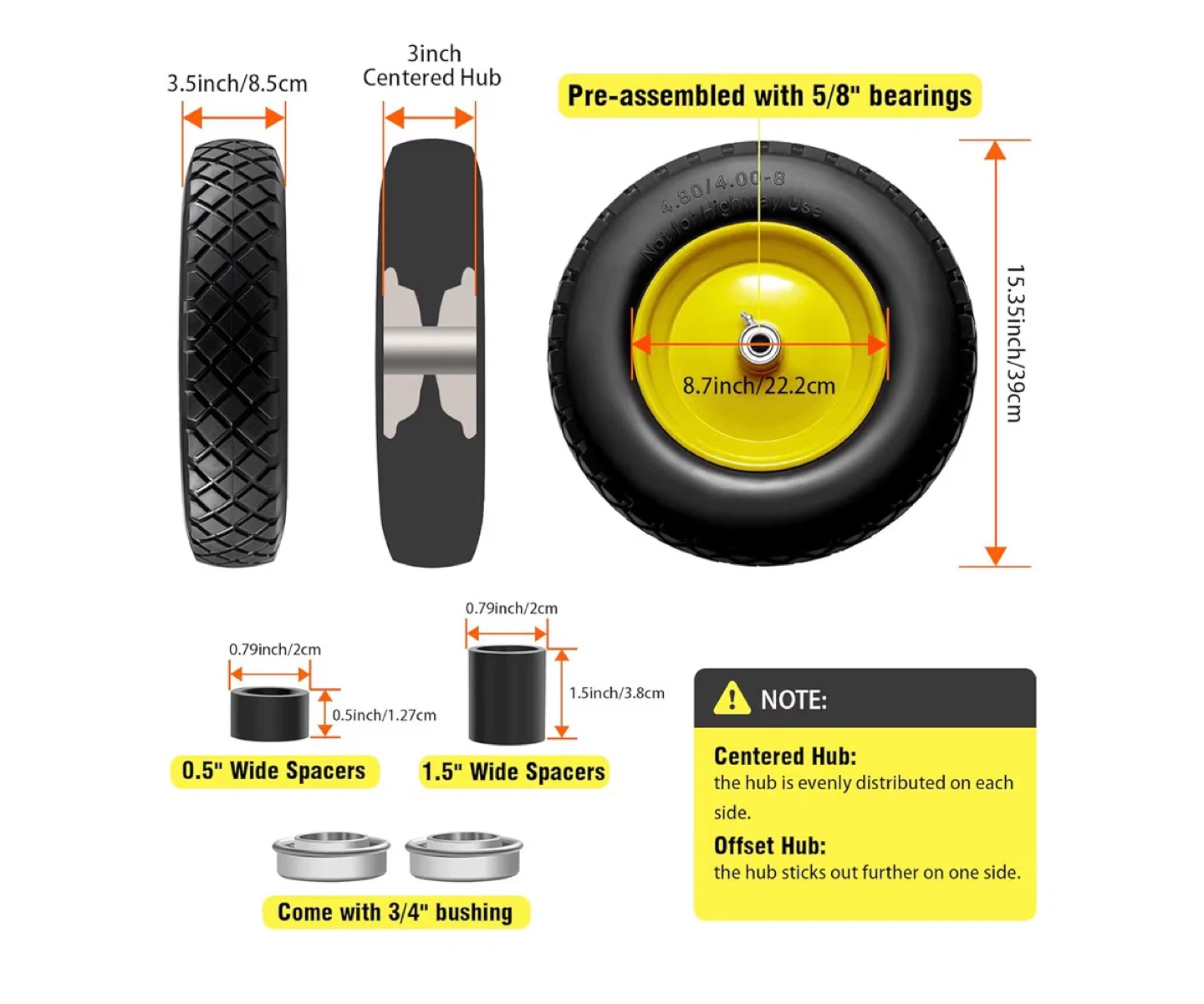 Heavy Duty Solid Tire 16" 4.80/4.00-8 - photo 2
