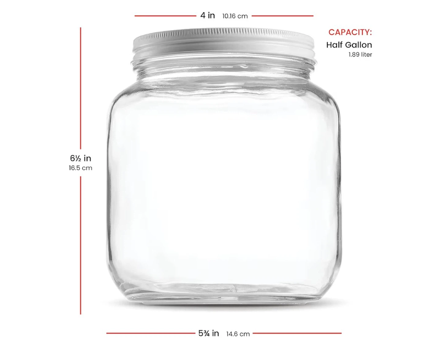 Paksh Fine Glassware 4 Pack Half Gallon Jars - photo 3