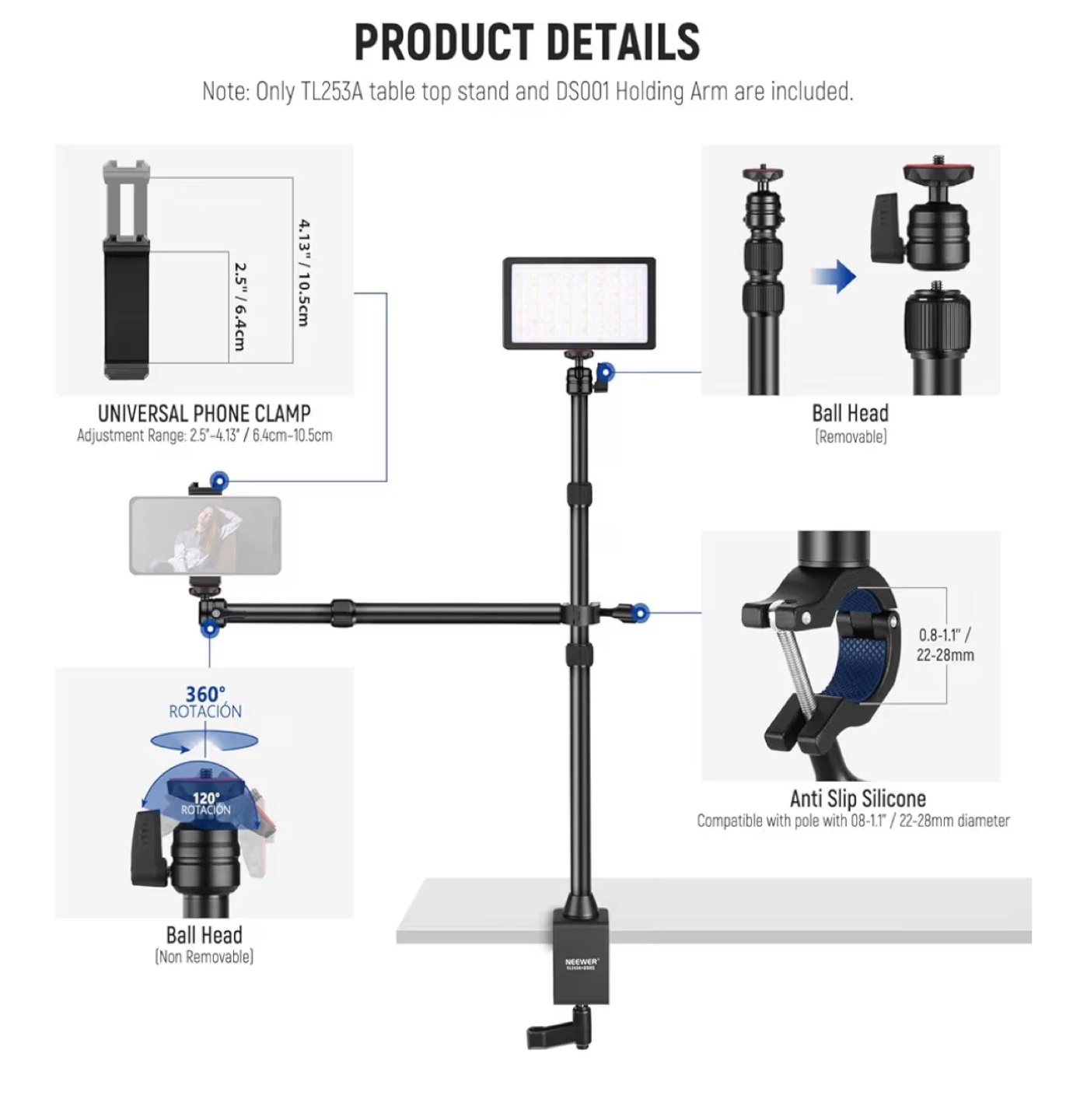 Neewer Telescopic Auxiliary Arm Stand - photo 5
