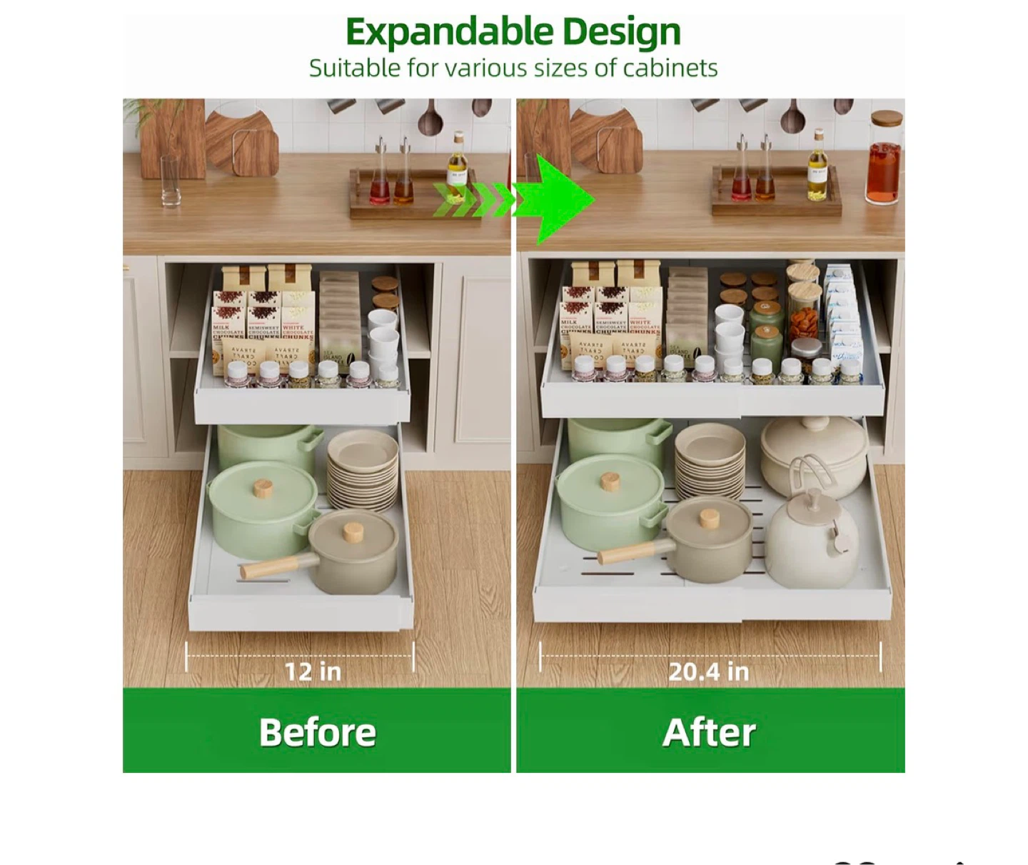 Expandable Cabinet Organizer Pull-Out Drawer 2 Pack - photo 4