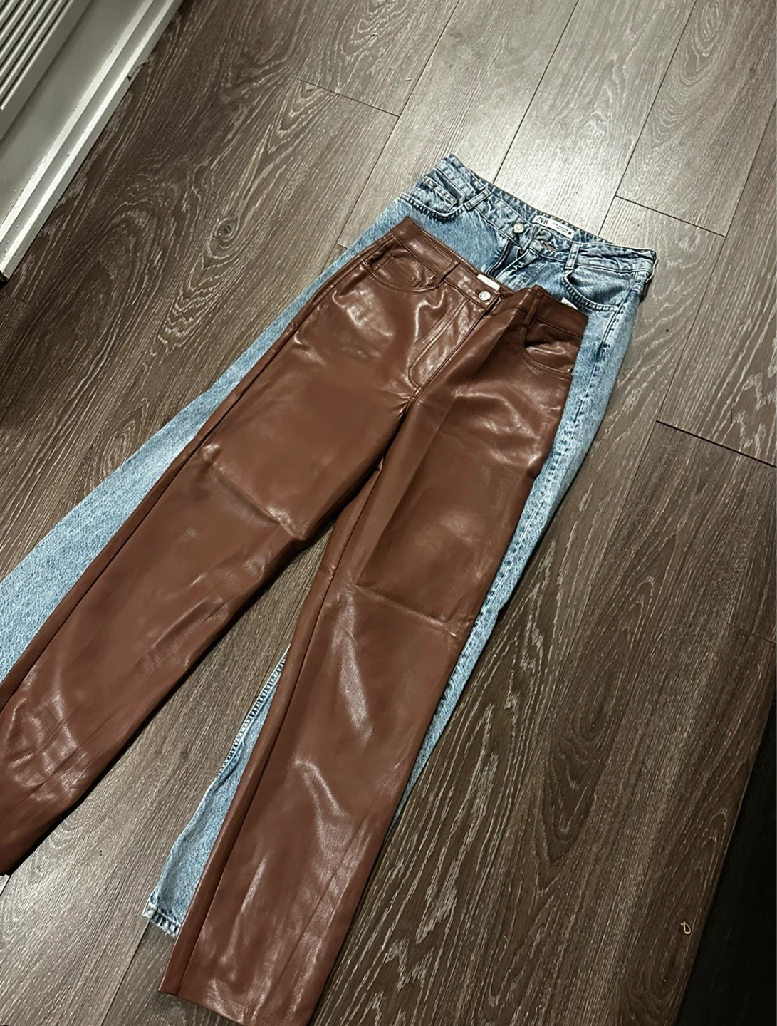 Brown Faux Leather Pants Aritzia 8 - photo 2