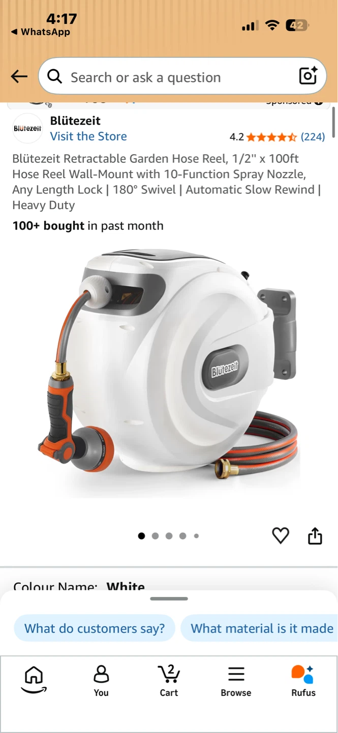 Blütezeit Retractable Garden Hose Reel - 100ft