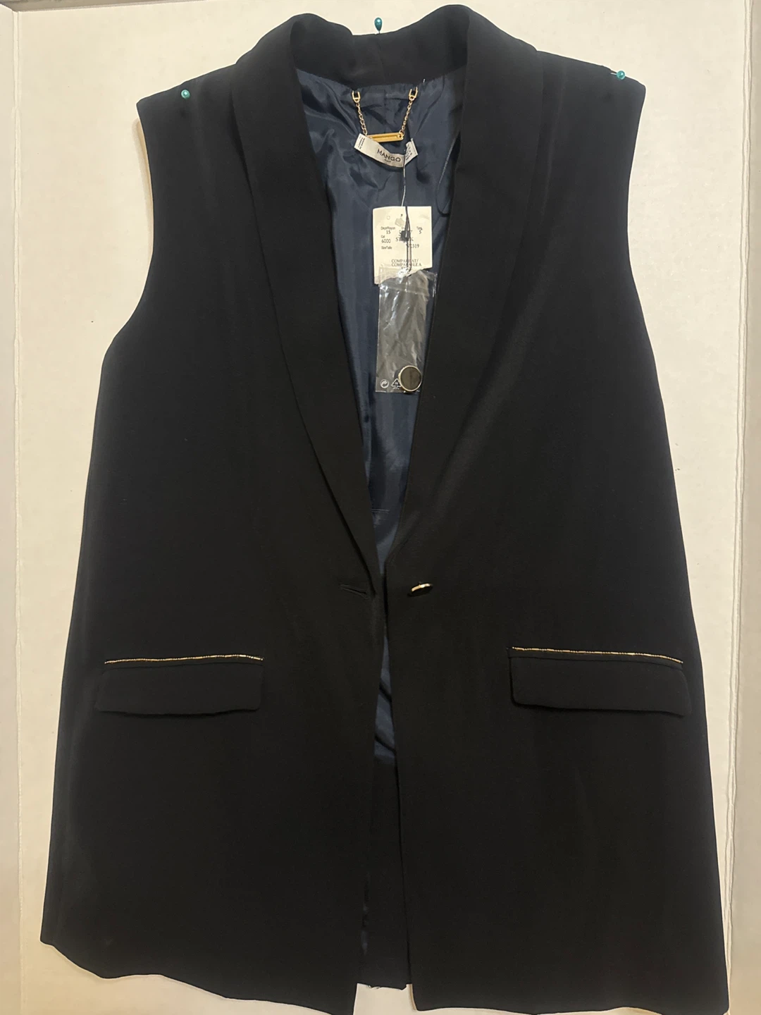 Mango Suit Black Sleeveless Vest - Size M - photo 2