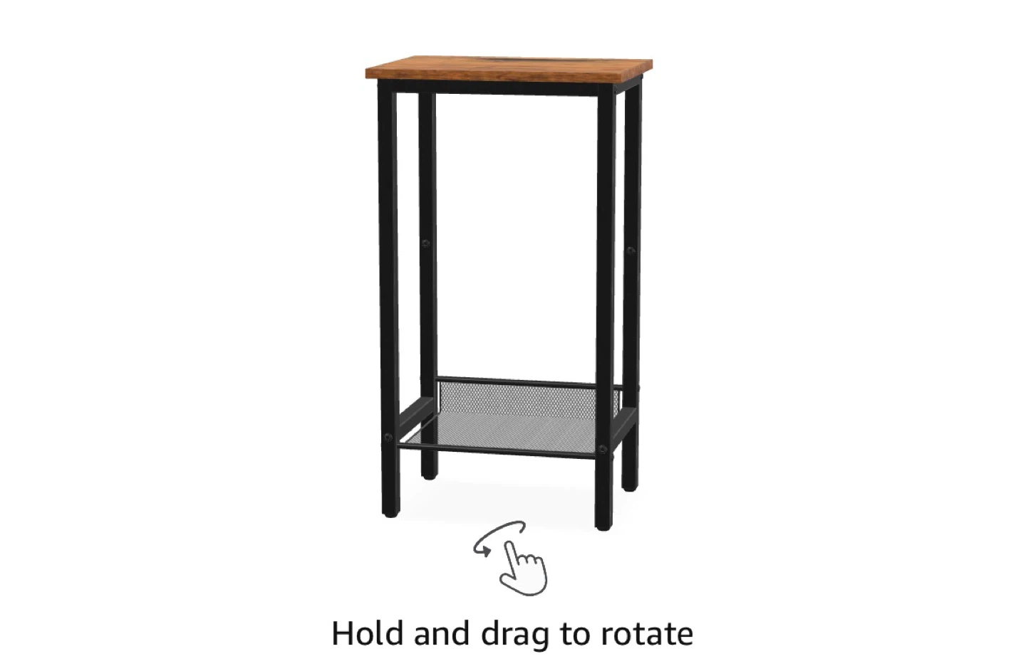 Tall narrow side table with metal mesh shelf - photo 2