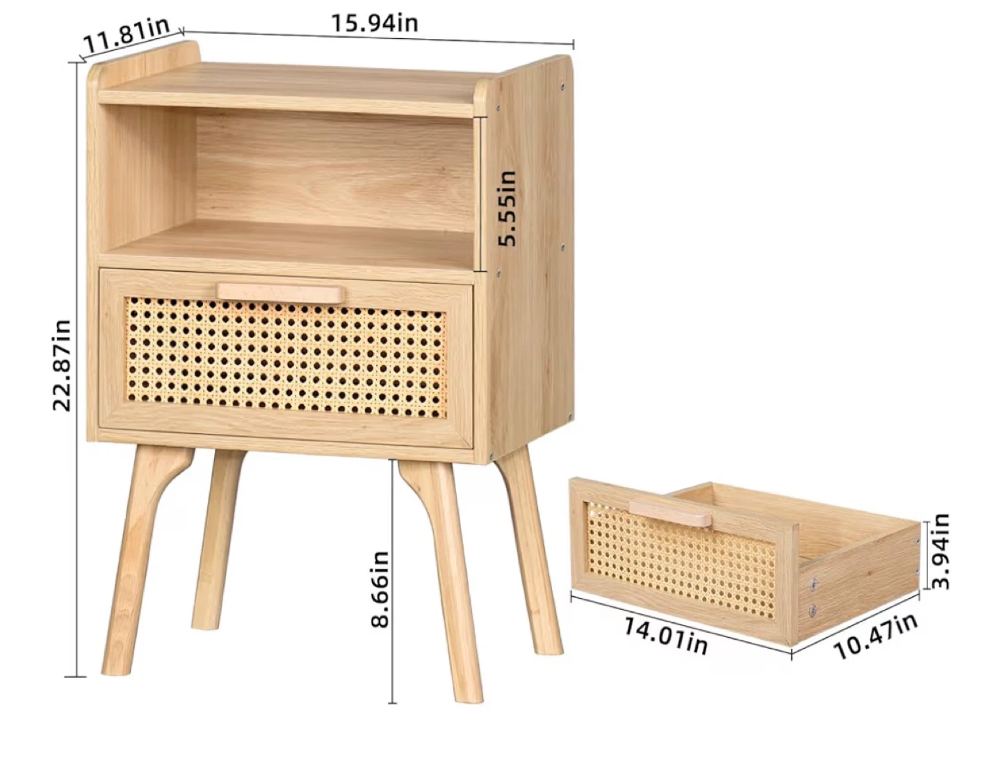 Lerliuo Boho Style Rattan Nightstand - photo 4