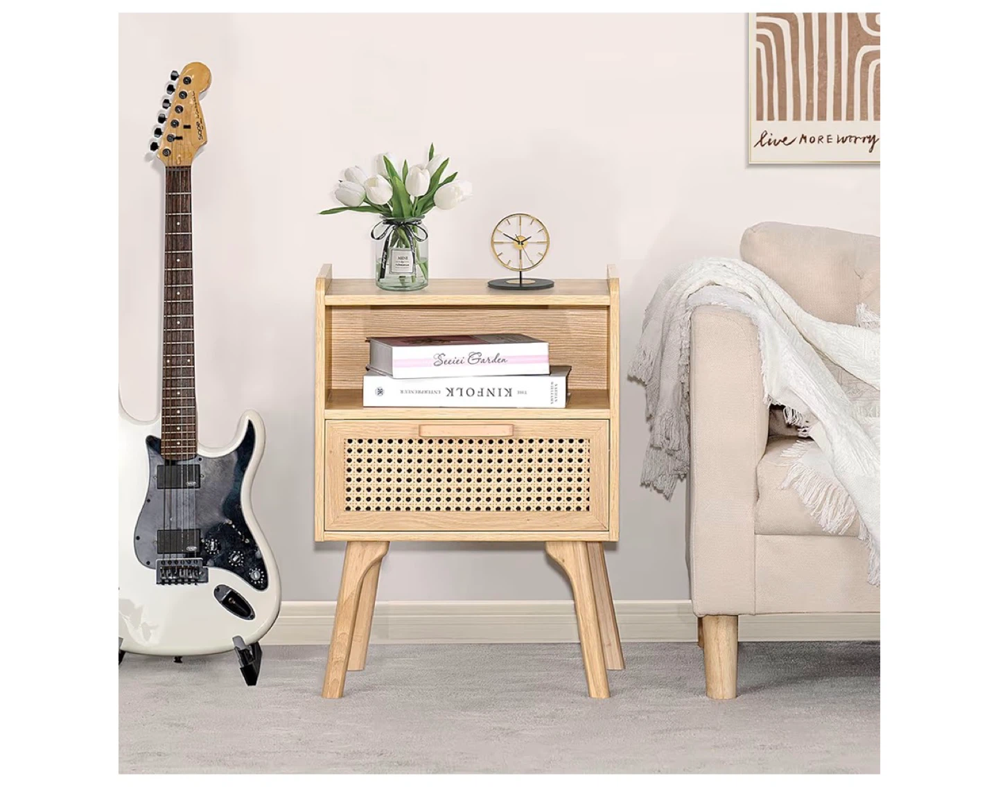 Lerliuo Boho Style Rattan Nightstand - photo 5