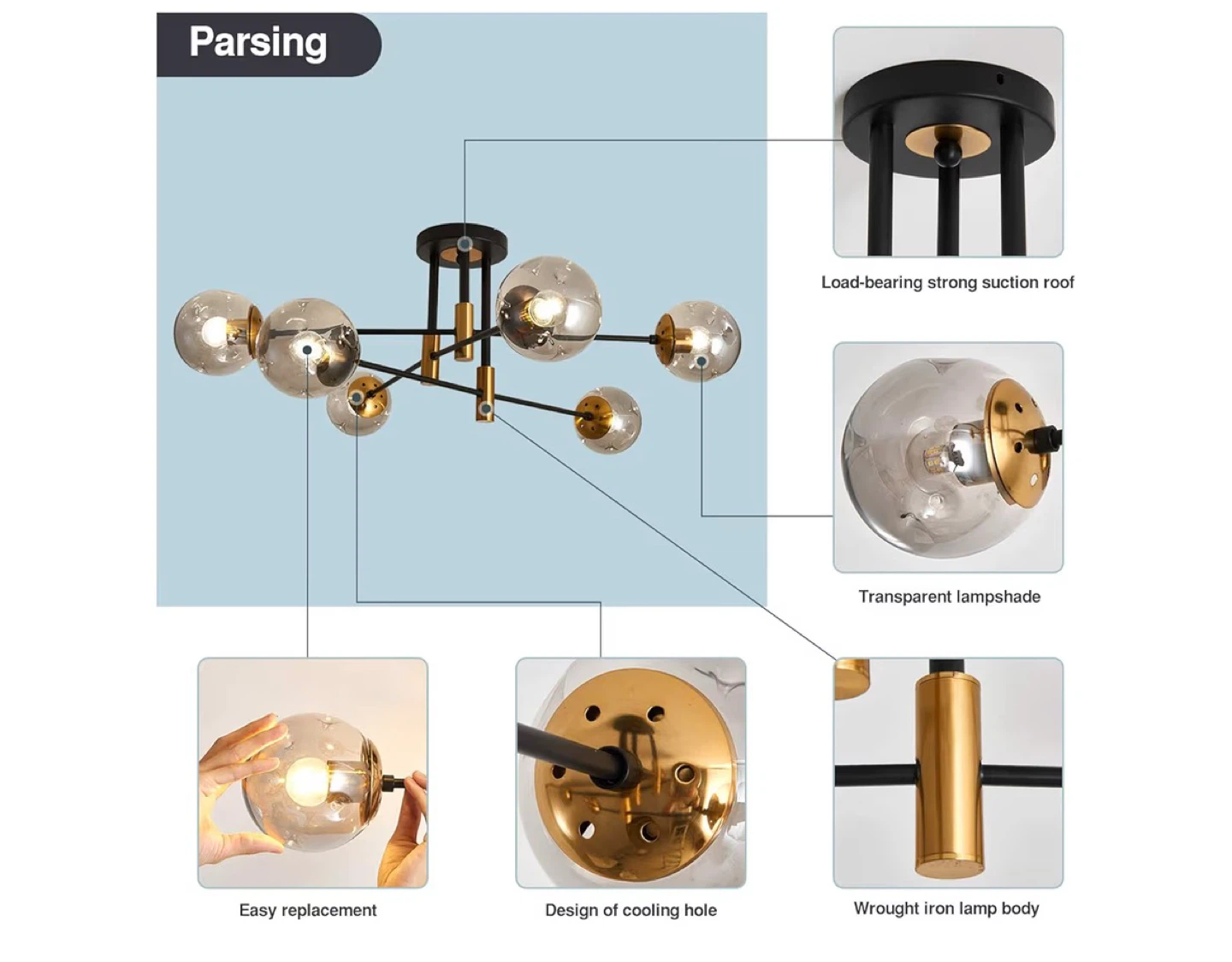 6-Light Globe Chandelier - photo 5