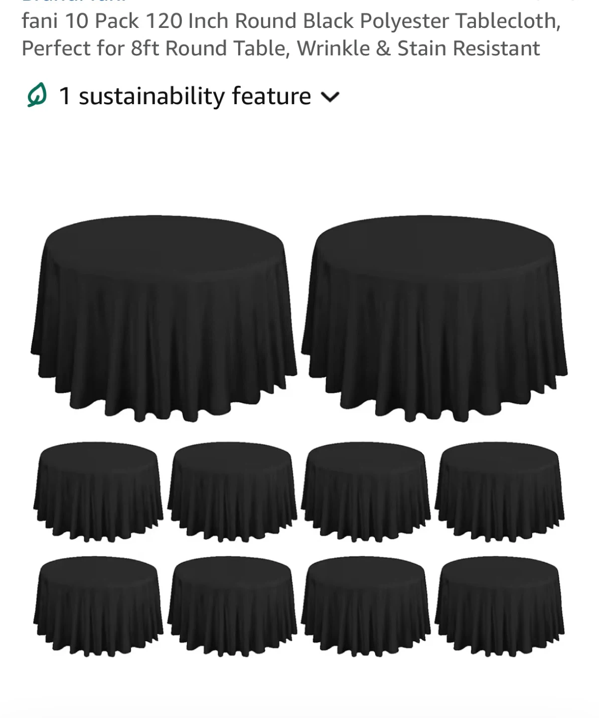 10 Pack 120 Inch Round Black Polyester Tablecloths