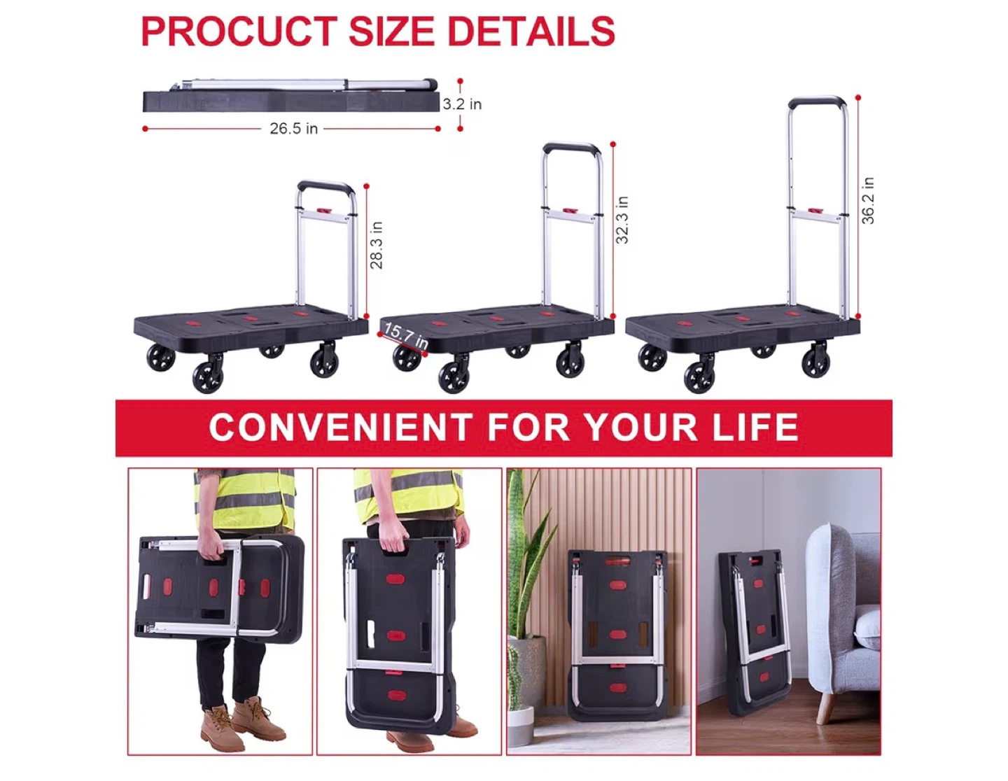Katsuyoku Folding Dolly Hand Truck Cart - photo 3