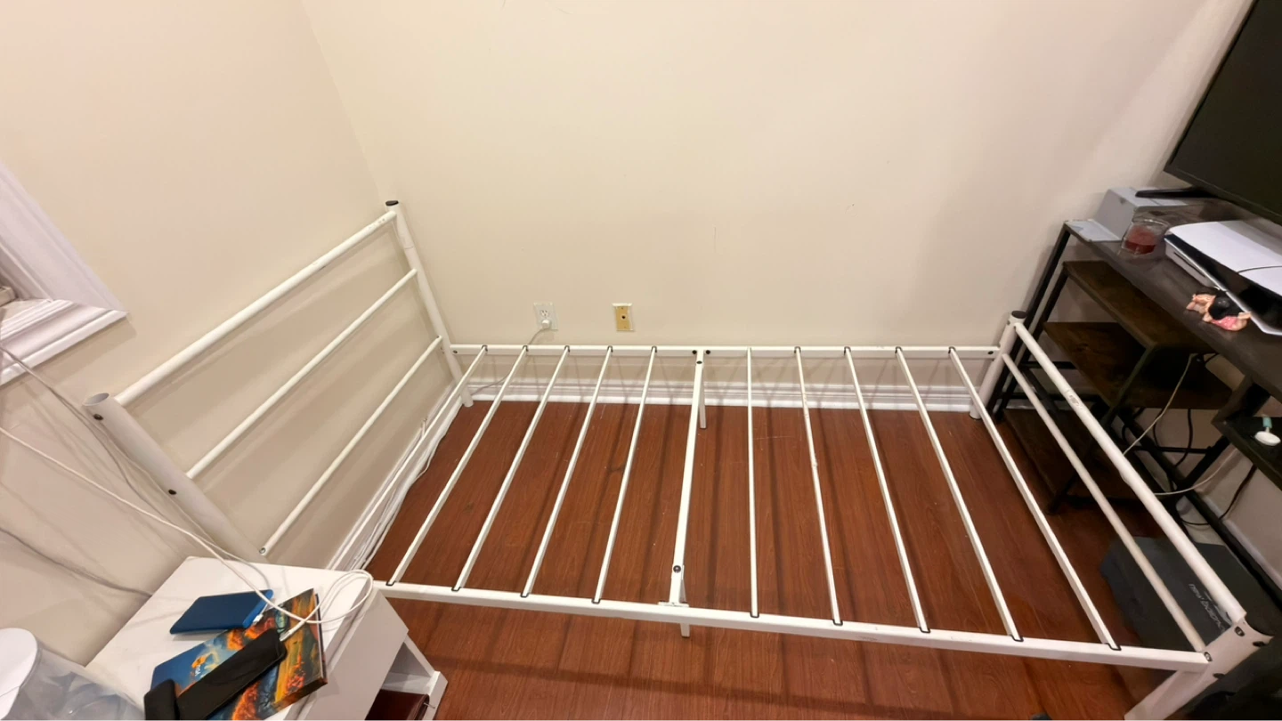 White Metal TWIN Bed Frame - photo 2