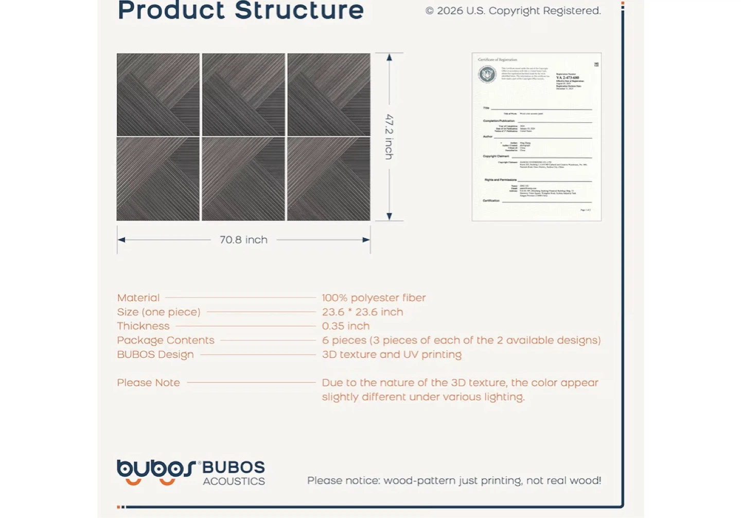 Bubos Acoustics Decorative Acoustic Wall Panels (6 Pack) - photo 3