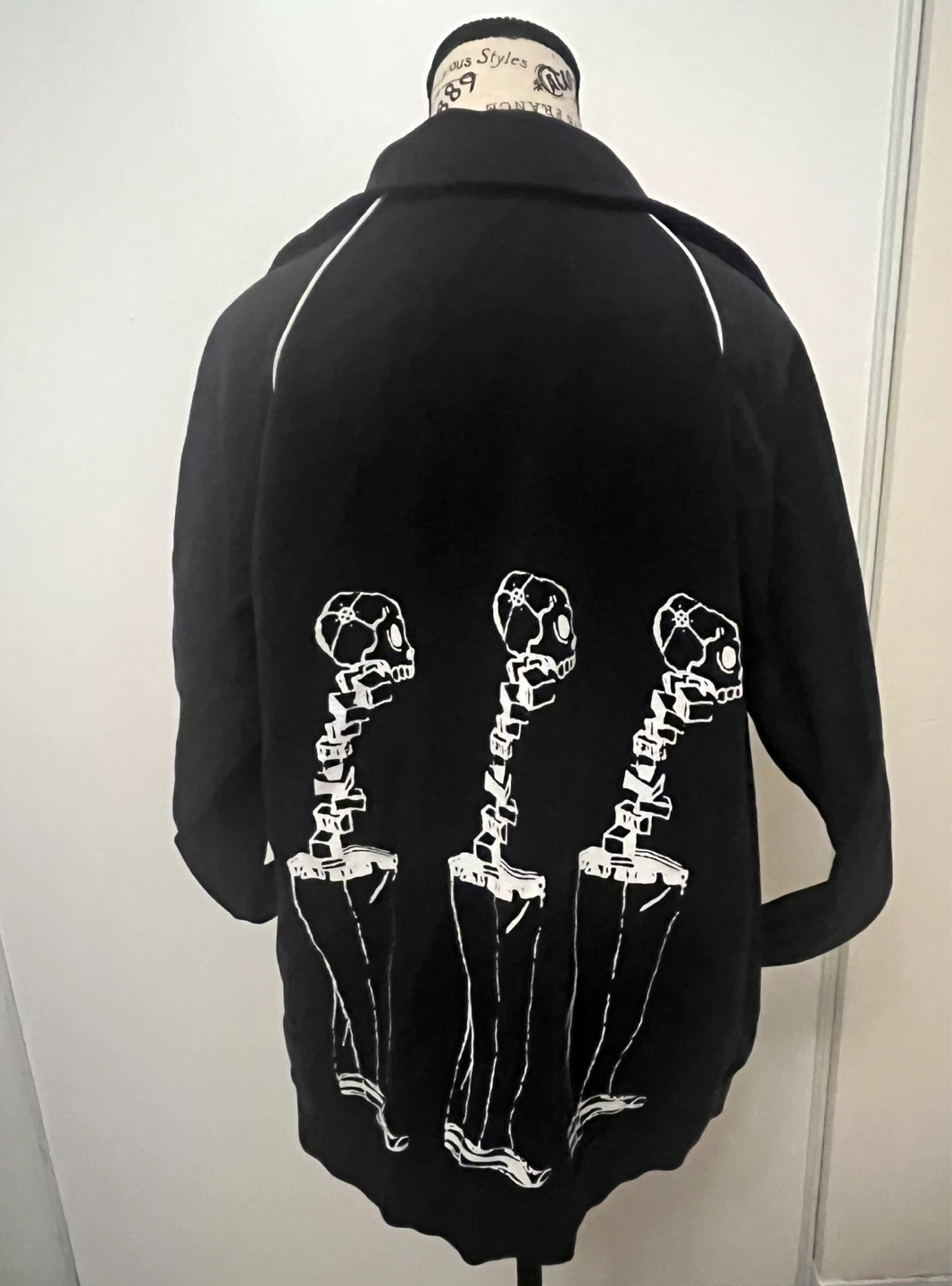 Black Zip-Up Hoodie with Skeleton - photo 2