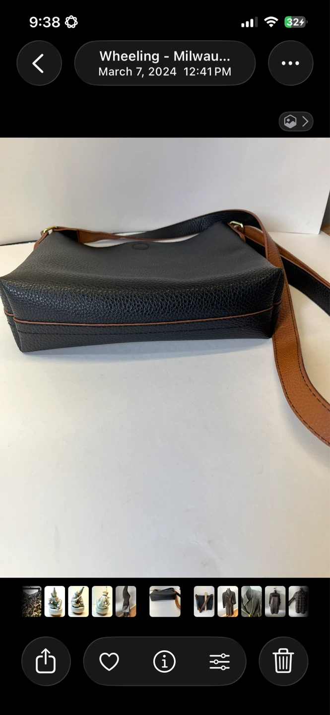Black  PU Leather Crossbody Bag with Tan Trim - photo 3