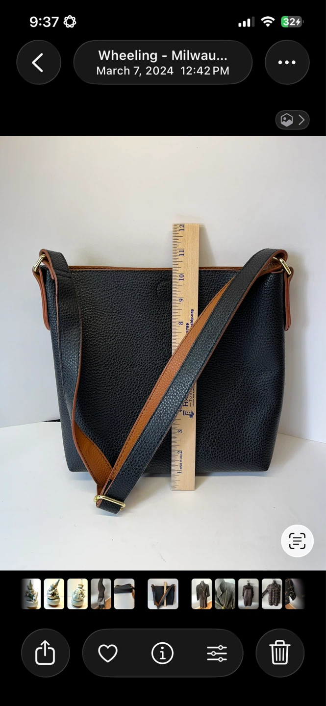 Black  PU Leather Crossbody Bag with Tan Trim - photo 4