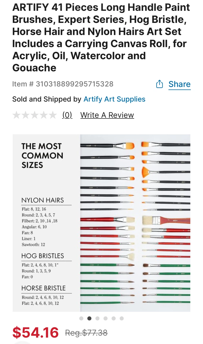 NEW⚽️ARTIFY 41 Piece Paint Brush Set with Canvas Roll - photo 2