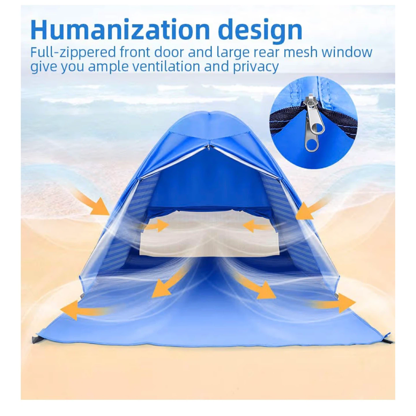 Blue Pop-Up Beach Tent Sun Shelter UPF 50+ - photo 4