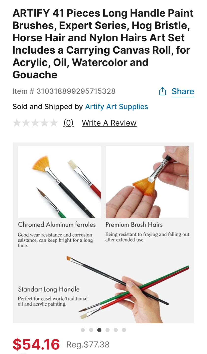 NEW⚽️ARTIFY 41 Piece Paint Brush Set with Canvas Roll - photo 4